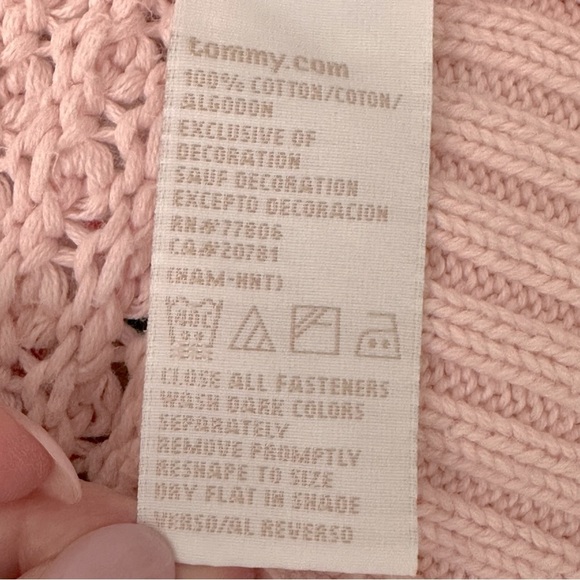 TOMMY HILFIGER Vintage Y2K Pink Knit Cardigan Sweater School Girl Preppy Large - Picture 11 of 14